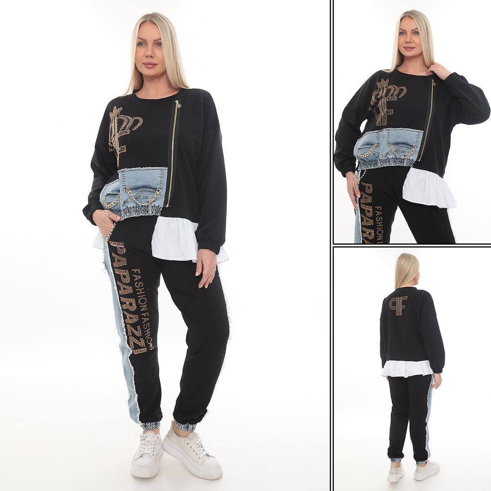 Limited! Paparazzi Fashion Black and Denim Jogger Set